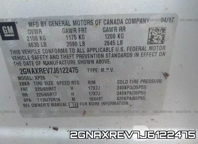 2GNAXREV7J6122475 фото 9
