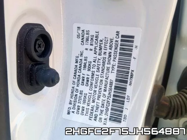 2HGFC2F75JH564887 фото 2