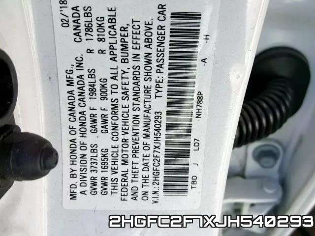 2HGFC2F7XJH540293 фото 2