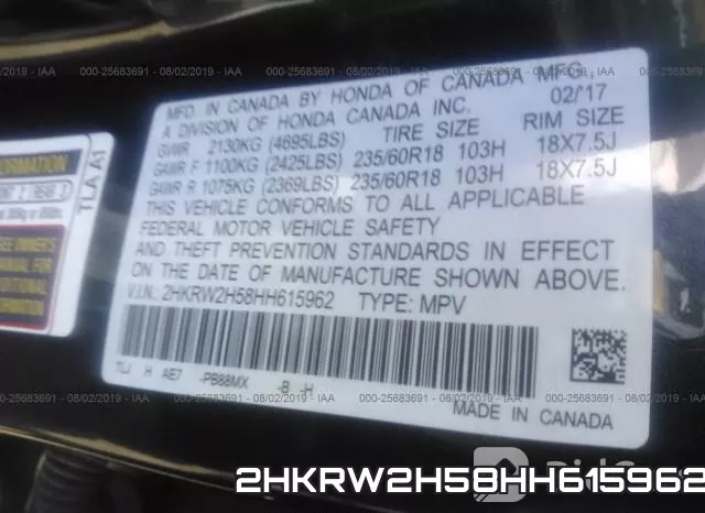 2HKRW2H58HH615962 фото 10