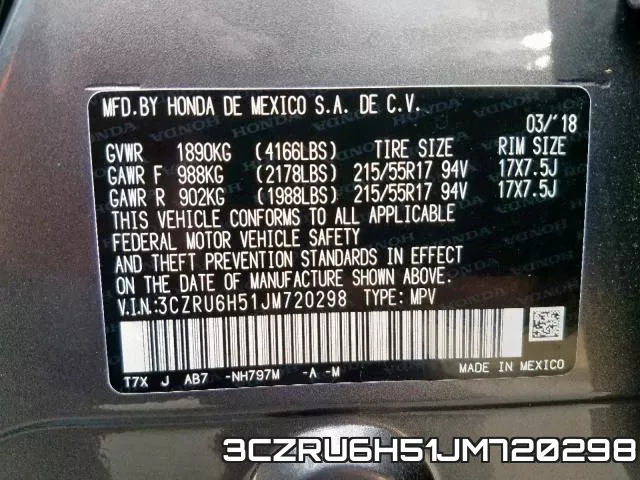 3CZRU6H51JM720298 фото 2