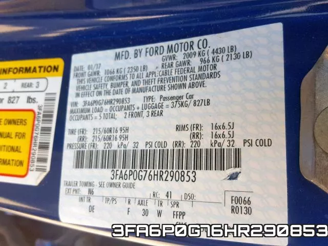 3FA6P0G76HR290853 фото 2