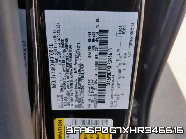 3FA6P0G7XHR346616 фото 2
