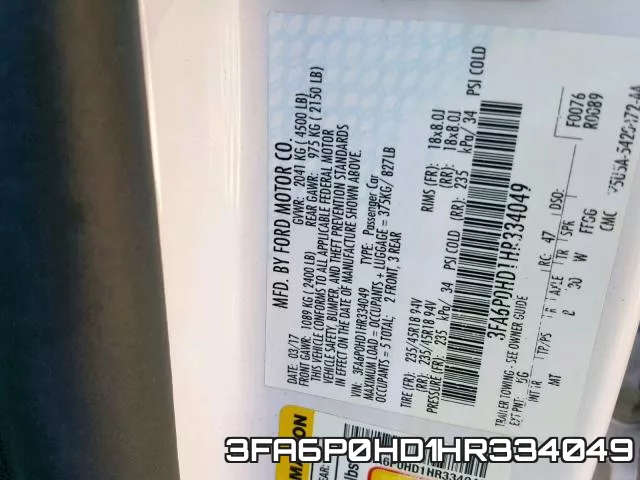 3FA6P0HD1HR334049 фото 2