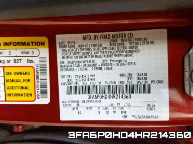3FA6P0HD4HR214360 фото 2