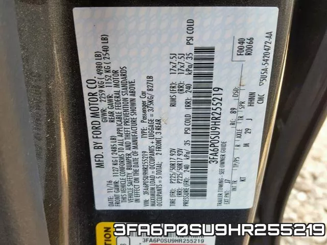 3FA6P0SU9HR255219 фото 2