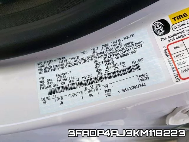 3FADP4AJ3KM118223 фото 2