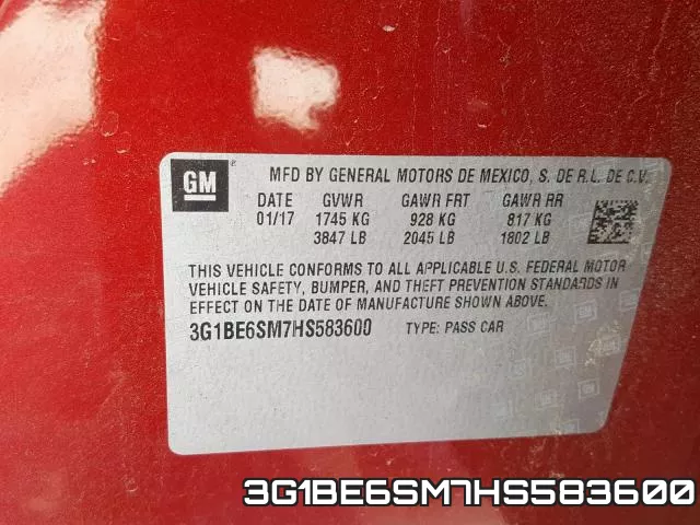 3G1BE6SM7HS583600 фото 2