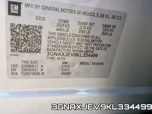 3GNAXJEV9KL334499 фото 2