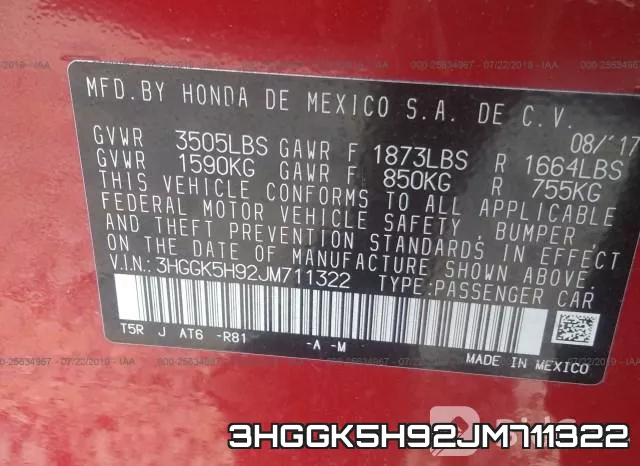 3HGGK5H92JM711322 фото 10