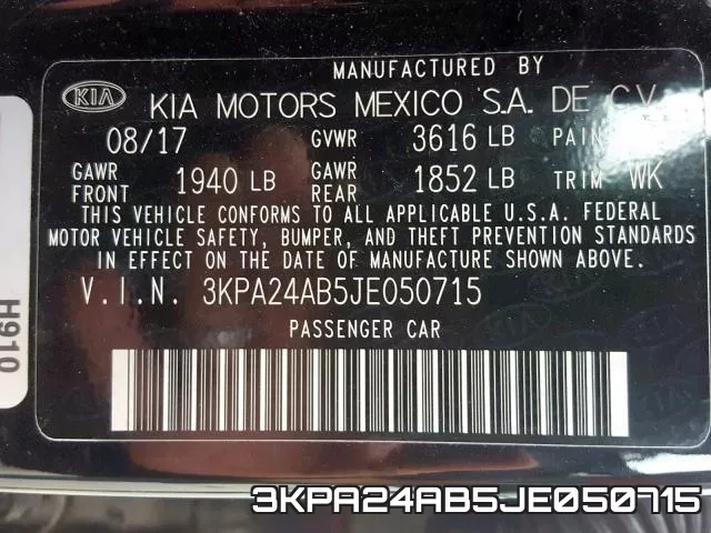 3KPA24AB5JE050715 фото 2
