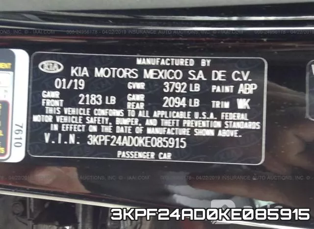 3KPF24AD0KE085915 фото 10