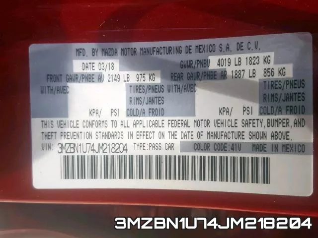 3MZBN1U74JM218204 фото 2