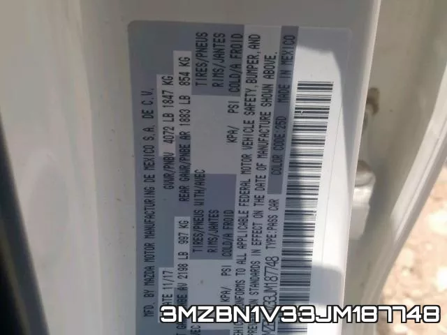 3MZBN1V33JM187748 фото 2