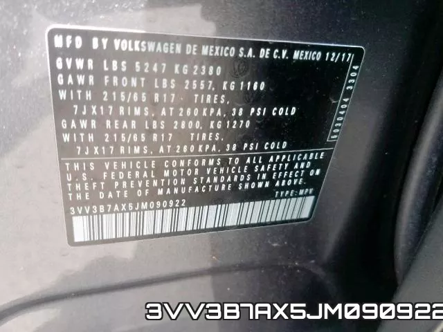 3VV3B7AX5JM090922 фото 2