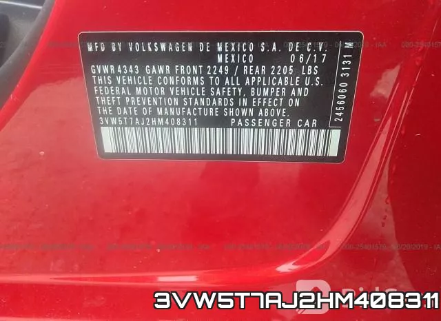 3VW5T7AJ2HM408311 фото 10