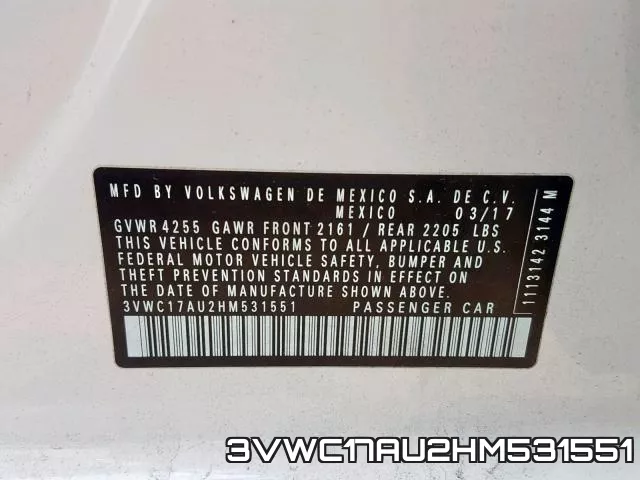 3VWC17AU2HM531551 фото 2