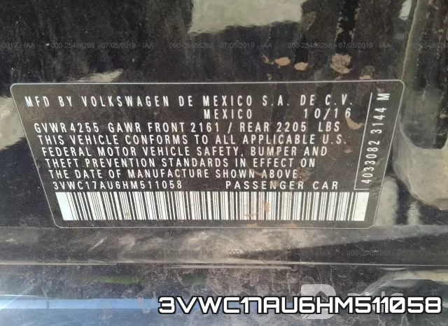 3VWC17AU6HM511058 фото 10