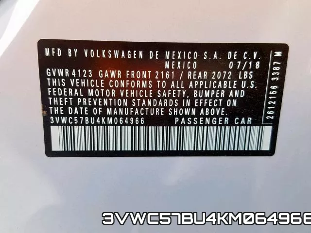 3VWC57BU4KM064966 фото 2