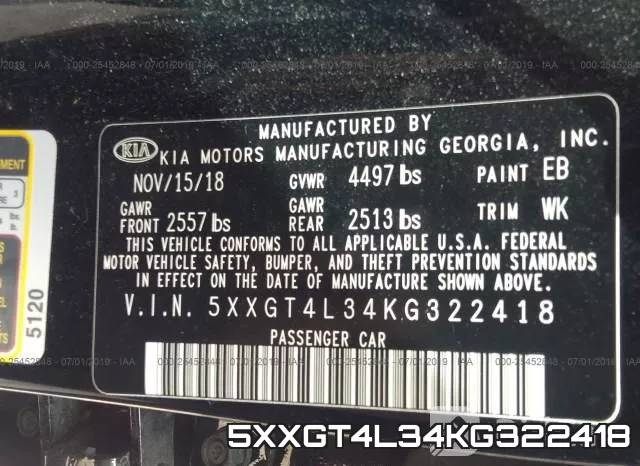 5XXGT4L34KG322418 фото 10