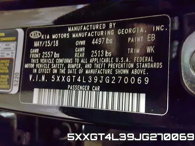 5XXGT4L39JG270069 фото 2