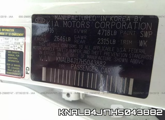 KNALB4J17H5043882 фото 10