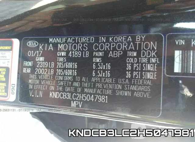 KNDCB3LC2H5047981 фото 10