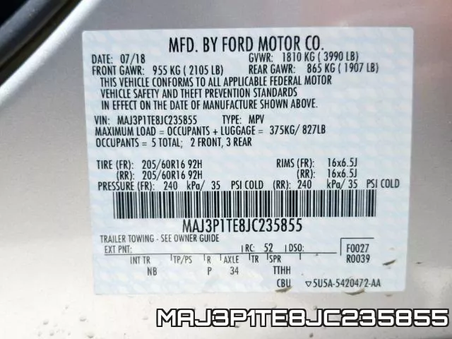 MAJ3P1TE8JC235855 фото 2