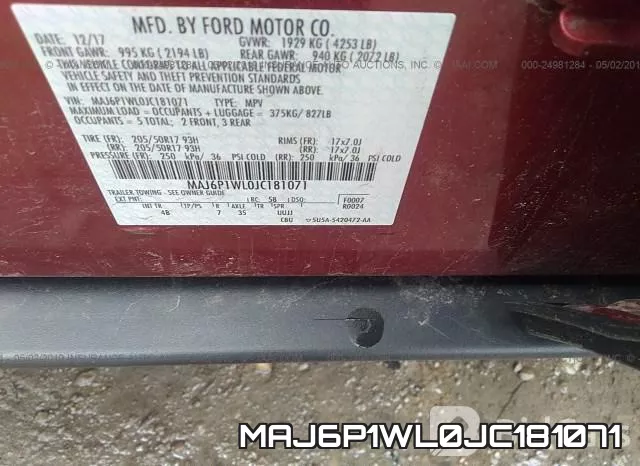 MAJ6P1WL0JC181071 фото 10