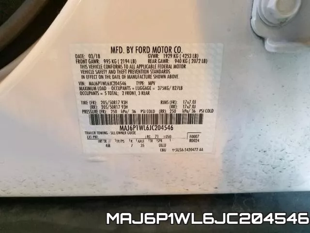 MAJ6P1WL6JC204546 фото 2