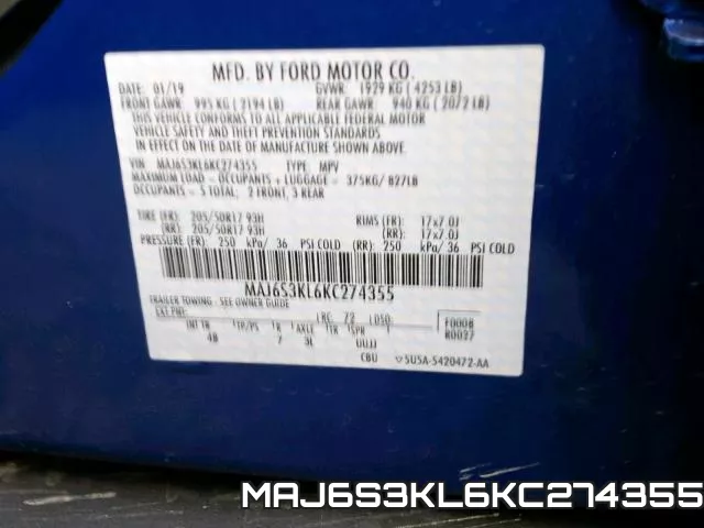 MAJ6S3KL6KC274355 фото 2