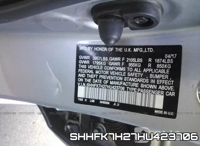 SHHFK7H27HU423706 фото 10