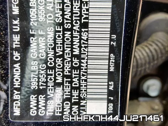 SHHFK7H44JU217461 фото 2