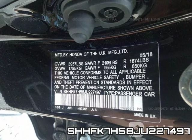 SHHFK7H58JU227497 фото 10