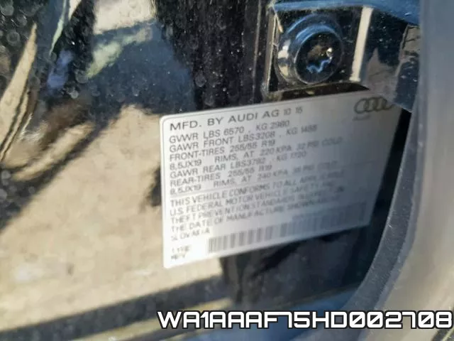 WA1AAAF75HD002708 фото 2