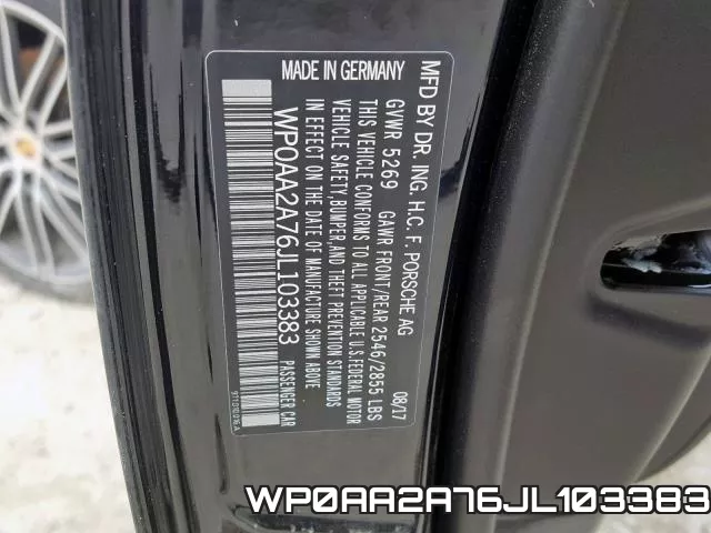 WP0AA2A76JL103383 фото 2