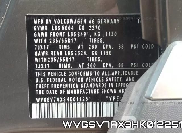 WVGSV7AX3HK012251 фото 10