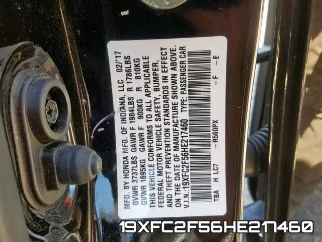 19XFC2F56HE217460 фото 2