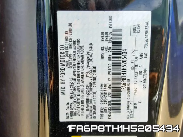 1FA6P8TH1H5205434 фото 2