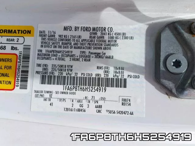 1FA6P8TH6H5254919 фото 2