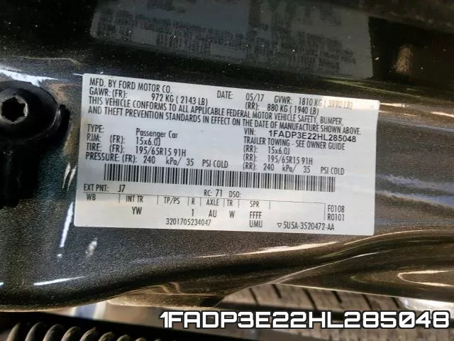 1FADP3E22HL285048 фото 2