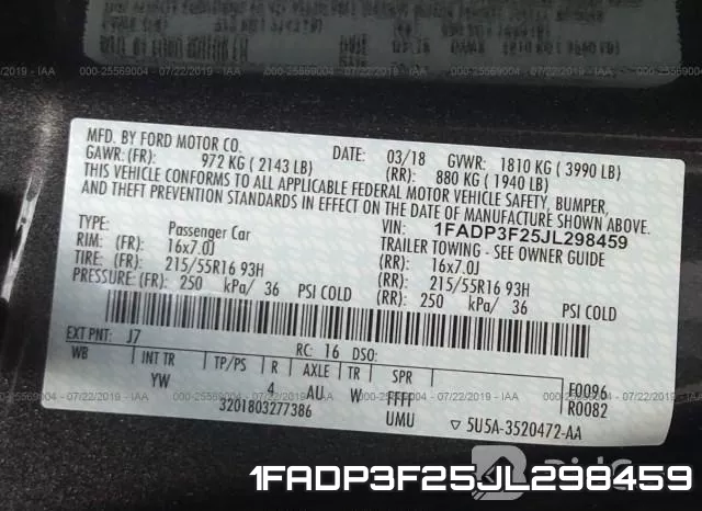 1FADP3F25JL298459 фото 10
