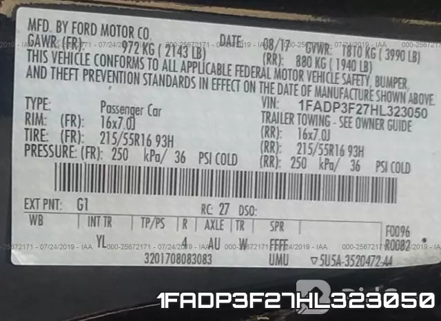1FADP3F27HL323050 фото 10