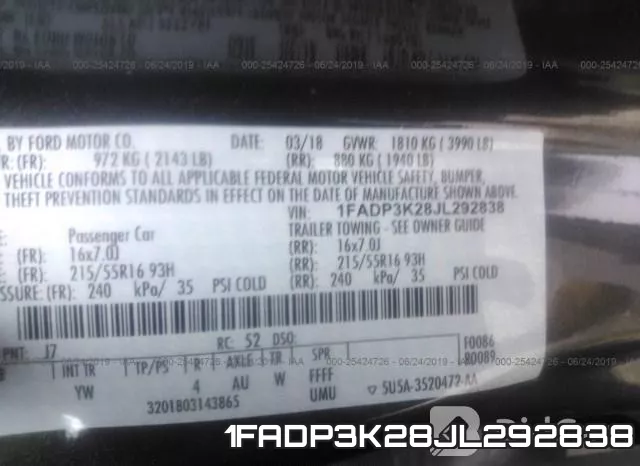 1FADP3K28JL292838 фото 9