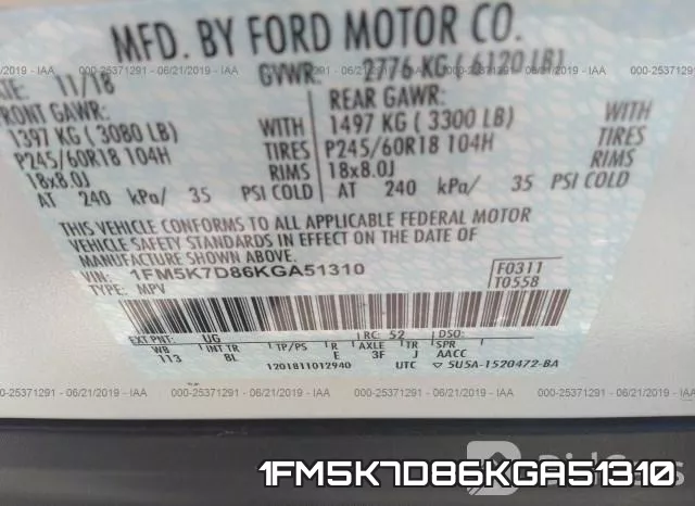 1FM5K7D86KGA51310 фото 10