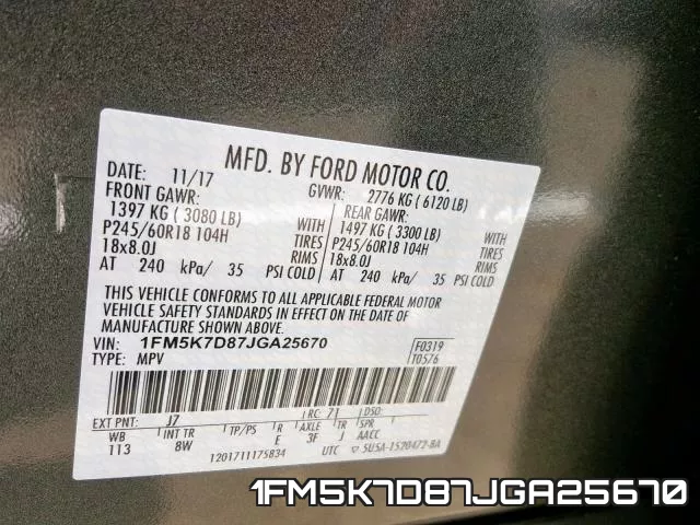 1FM5K7D87JGA25670 фото 2