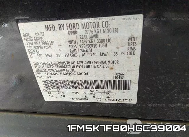 1FM5K7F80HGC39004 фото 9