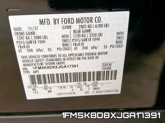 1FM5K8D8XJGA17391 фото 2