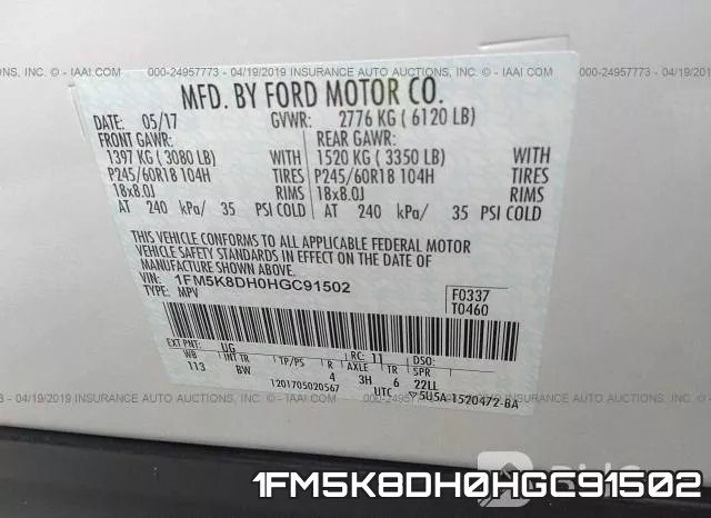 1FM5K8DH0HGC91502 фото 10