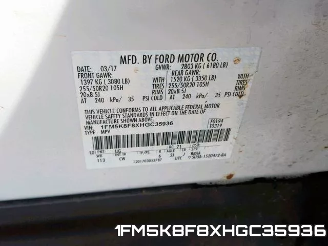 1FM5K8F8XHGC35936 фото 2